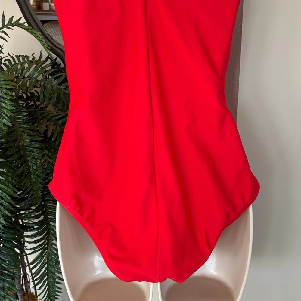Brand New Kona Sol Red One Shoulder One Piece Tummy Control Swimsuit Bodysuit